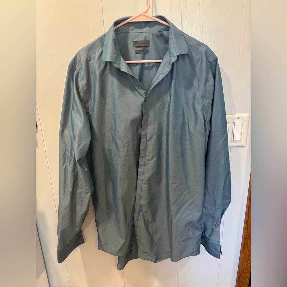 Mens ck Calvin Klein Slim Tall Button Down Shirt 16 1/2 36/37